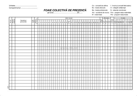 Foaie Colectiva De Prezenta 2020 Excel