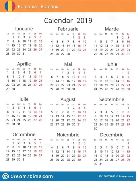 Calendar 2020 Excel Romanesc