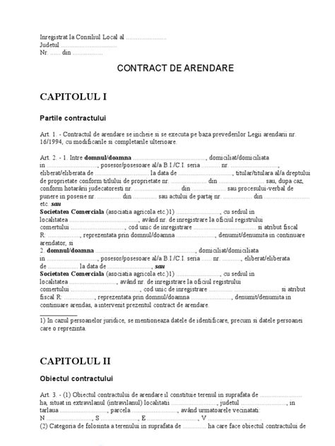 Contract De Arendare Model