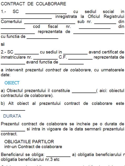 Contract De Colaborare Model