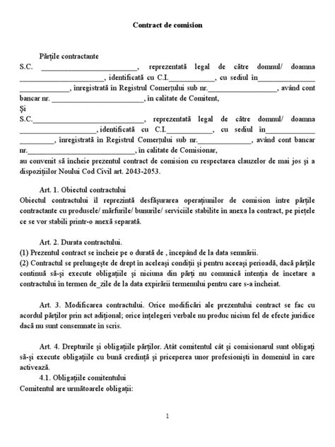 Contract De Comision Model
