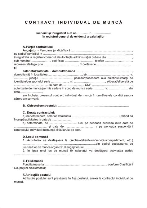 Contract Individual De Munca Model