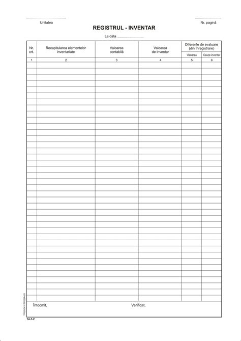Model Registru Inventar Biblioteca Excel