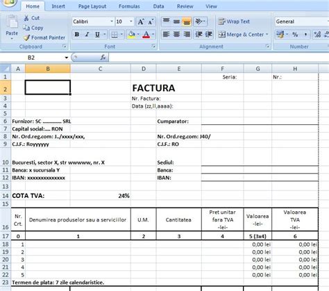 Program Facturare Excel