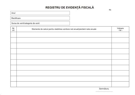 Registru De Evidenta Fiscala Pfa