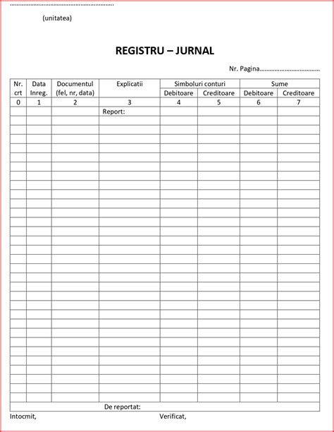 Registru Jurnal Excel