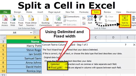 Split Cells In Excel
