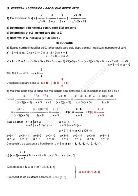 Test Expresii Algebrice 8